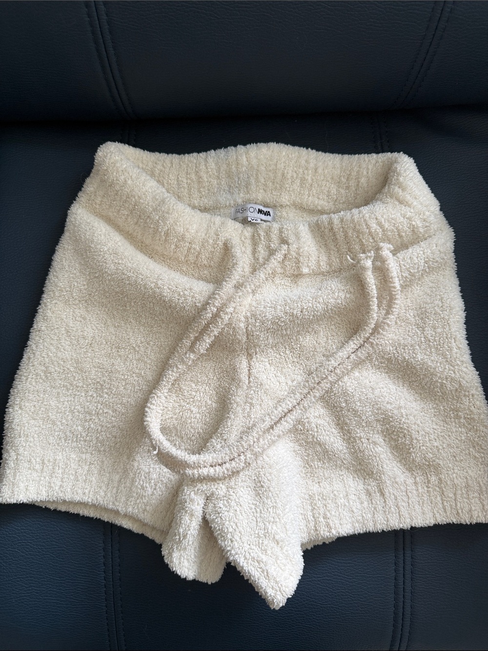 Fashion Nova Cream Terry Knit Athletic Lounge Shorts